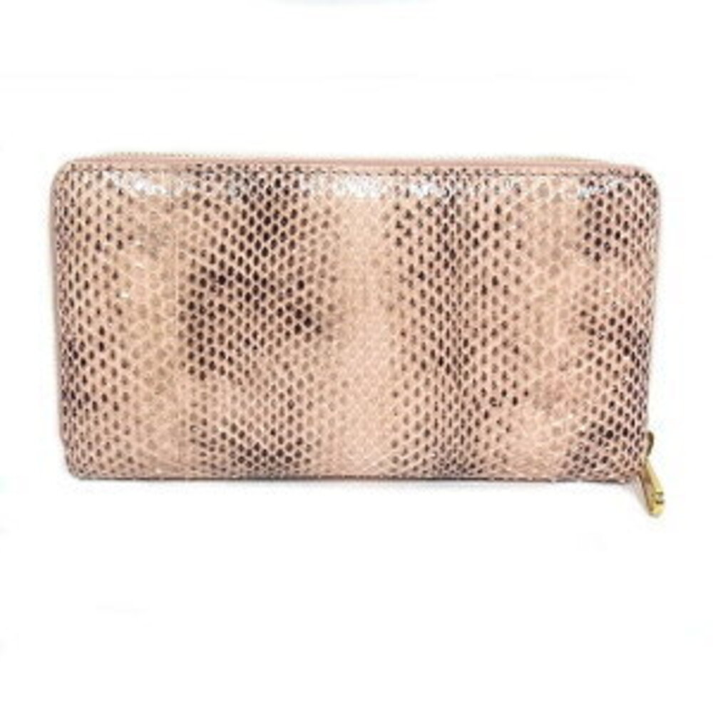 Gucci Long Wallet Zip Python Leather PinkScript A… - image 4